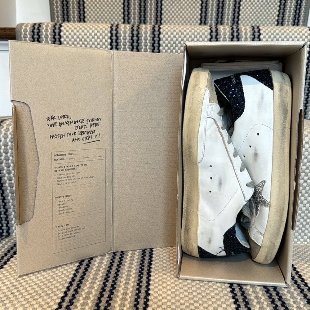 GOLDEN GOOSE Superstar Suede Glitter Low-Top Sneakers 39 white/silver/night blue - Picture 14 of 14